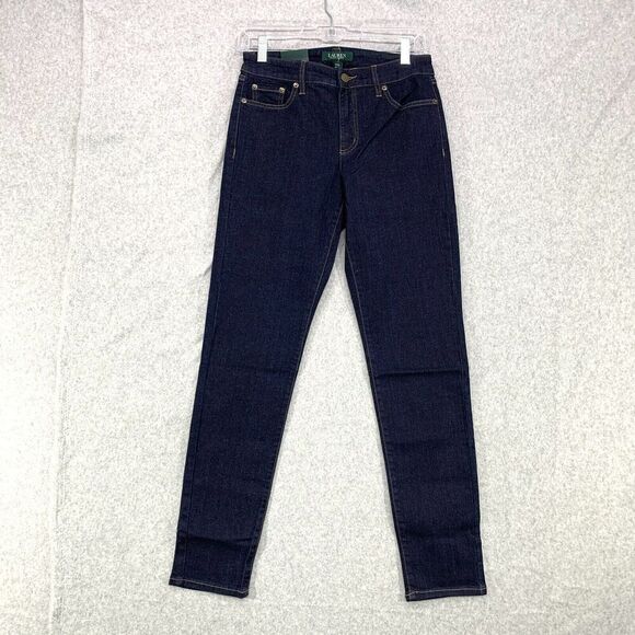 Lauren Ralph Lauren Jeans Womens Size 4 Classic Skinny Curvy Blue Dark Wash - Picture 1 of 12
